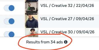 Results from 34 ads